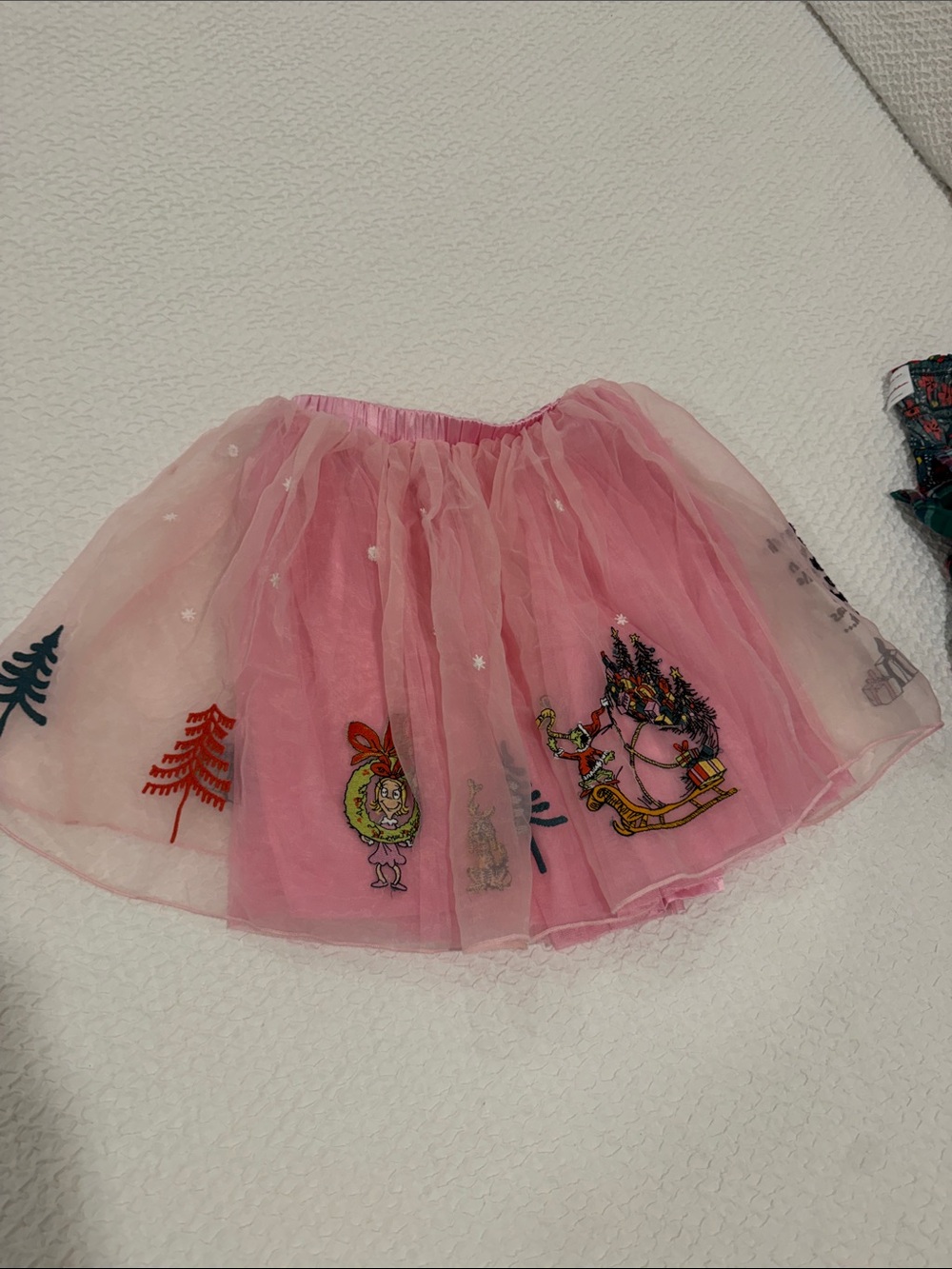 Hanna Andersson Pink Tulle Skirt with Holiday Embroidery